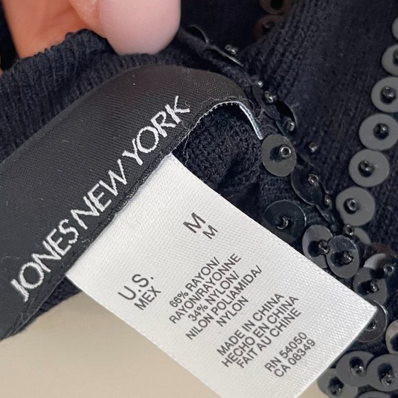 Ladies black jacket with black sequins, with front hooks, sz MED - Picture 14 of 16